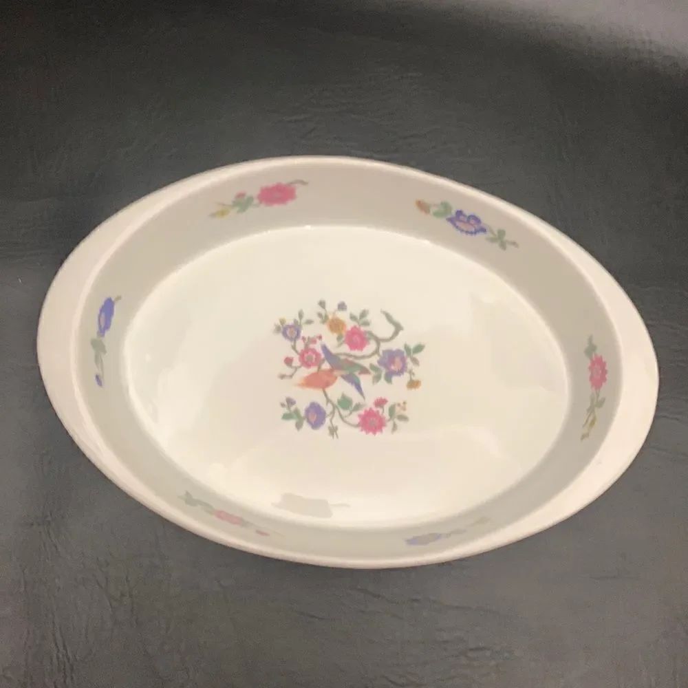 Cordon Bleu France BIA Oval Floral Ceramic Baking Serving Dish Pink Purple White